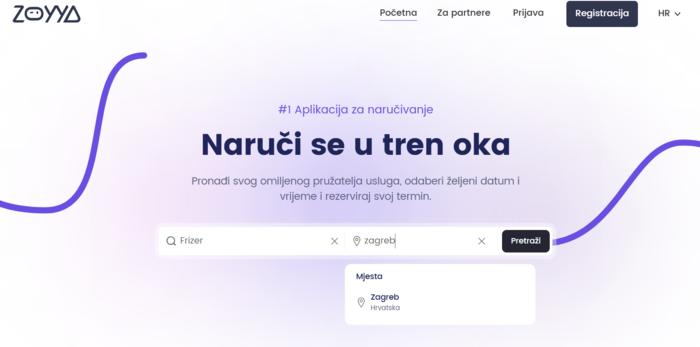 prikaz brzog i jednostavnog naručivanja na frizuru online preko Zoyya aplikacije